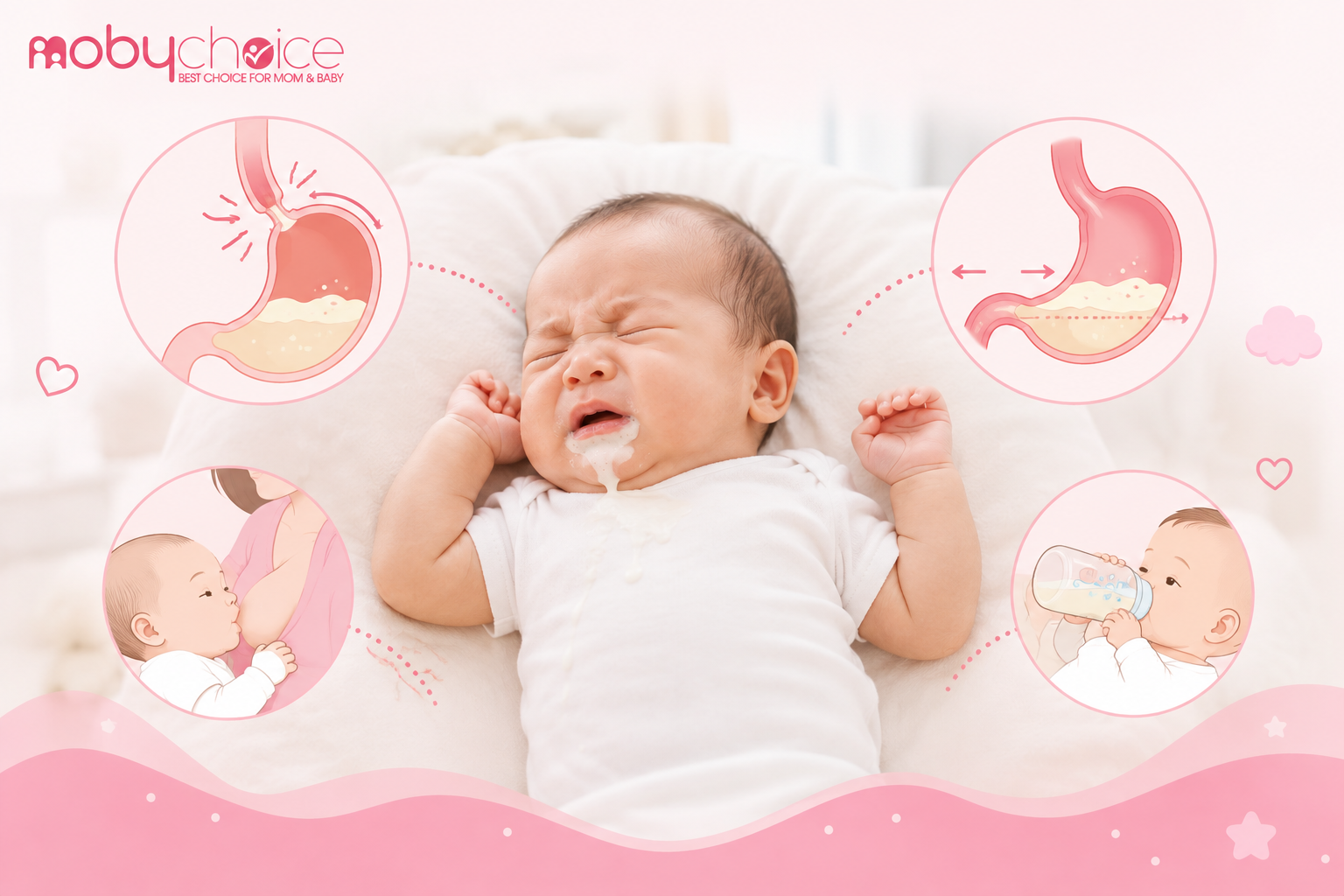 trẻ sơ sinh bị trào ngược sữa
