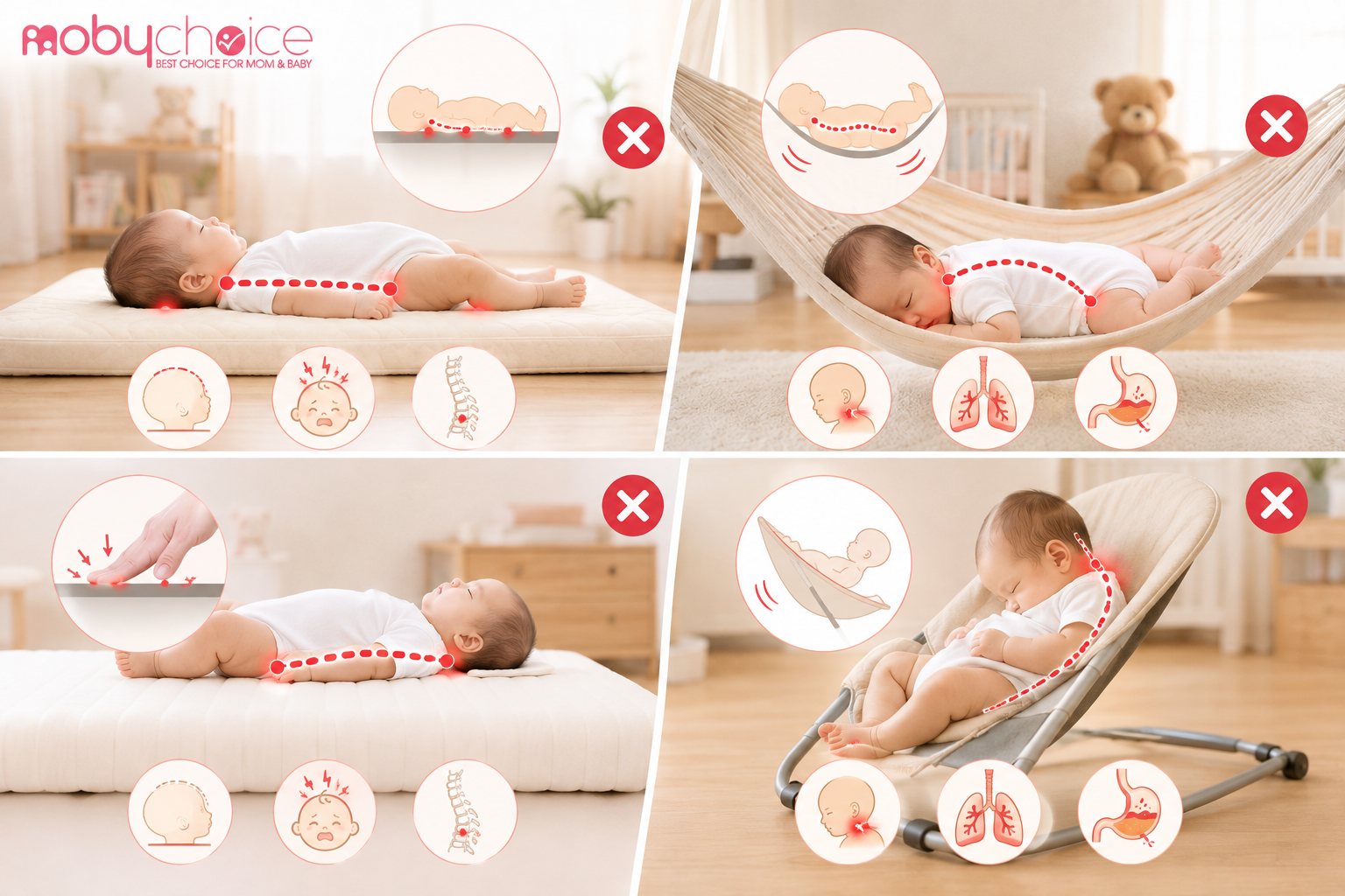 tư thế nằm chuẩn cho trẻ sơ sinh